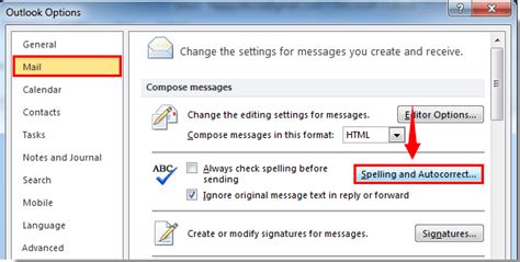 remove autocorrect outlook.